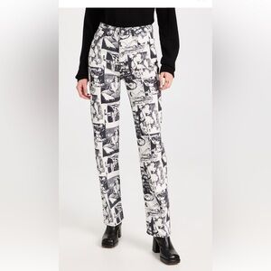 Reformation Cynthia high rise printed straight jeans